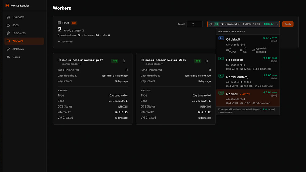 Monks.Render Cloud — Distributed Render Platform